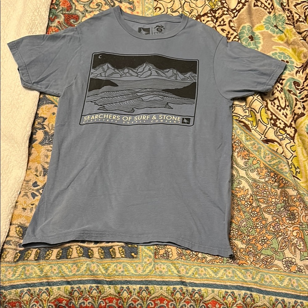 Blue Short Sleeve Tee with Graphic Design